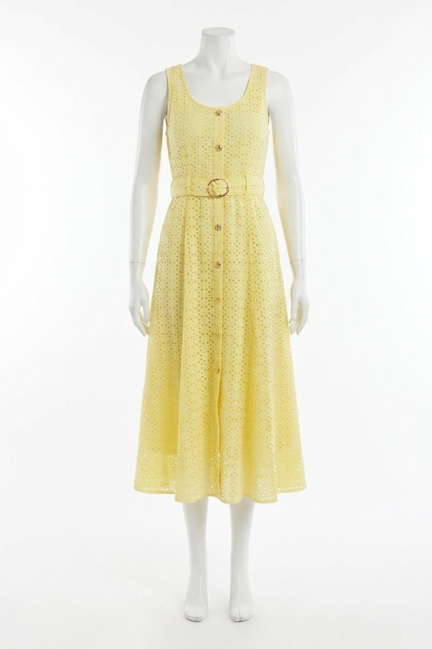 NEW ENTRO dylan eyelet midi dress in lemon